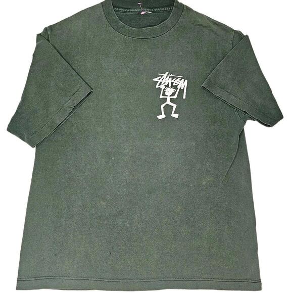 Stussy 90s Inspired Shadowman Double sided Print T-Shirt Stickman - Picture 3 of 9